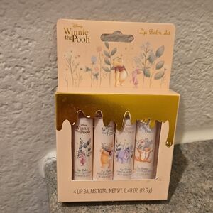 Disney Winnie the Pooh Lip Balm Set 4  Cream and Gold New